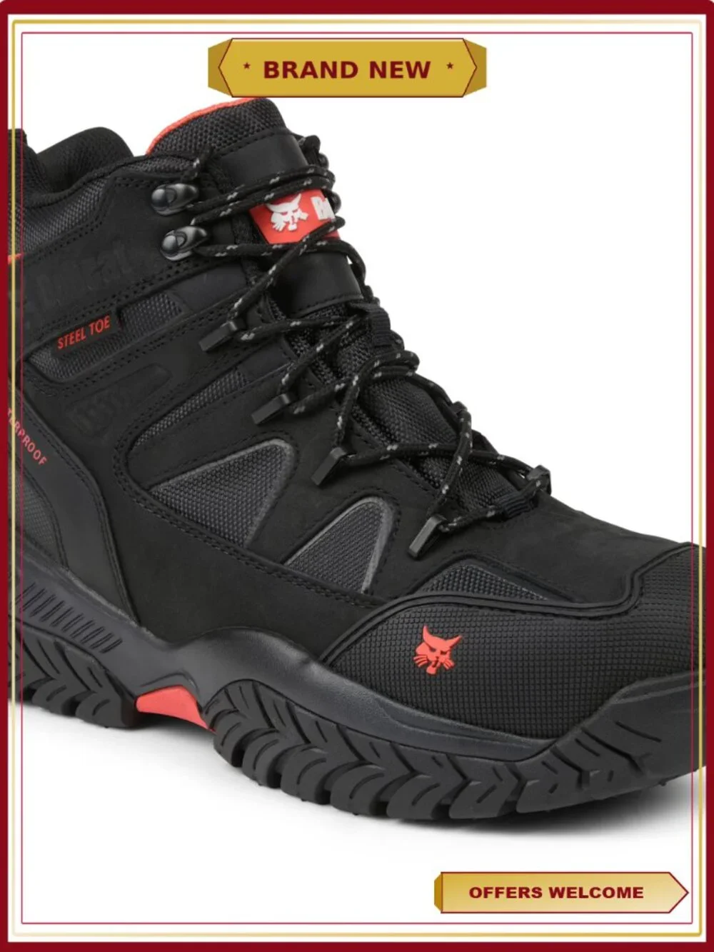 Waterproof Steel Toe Work Boot Men's Full-Grain Leather Slip Resistant